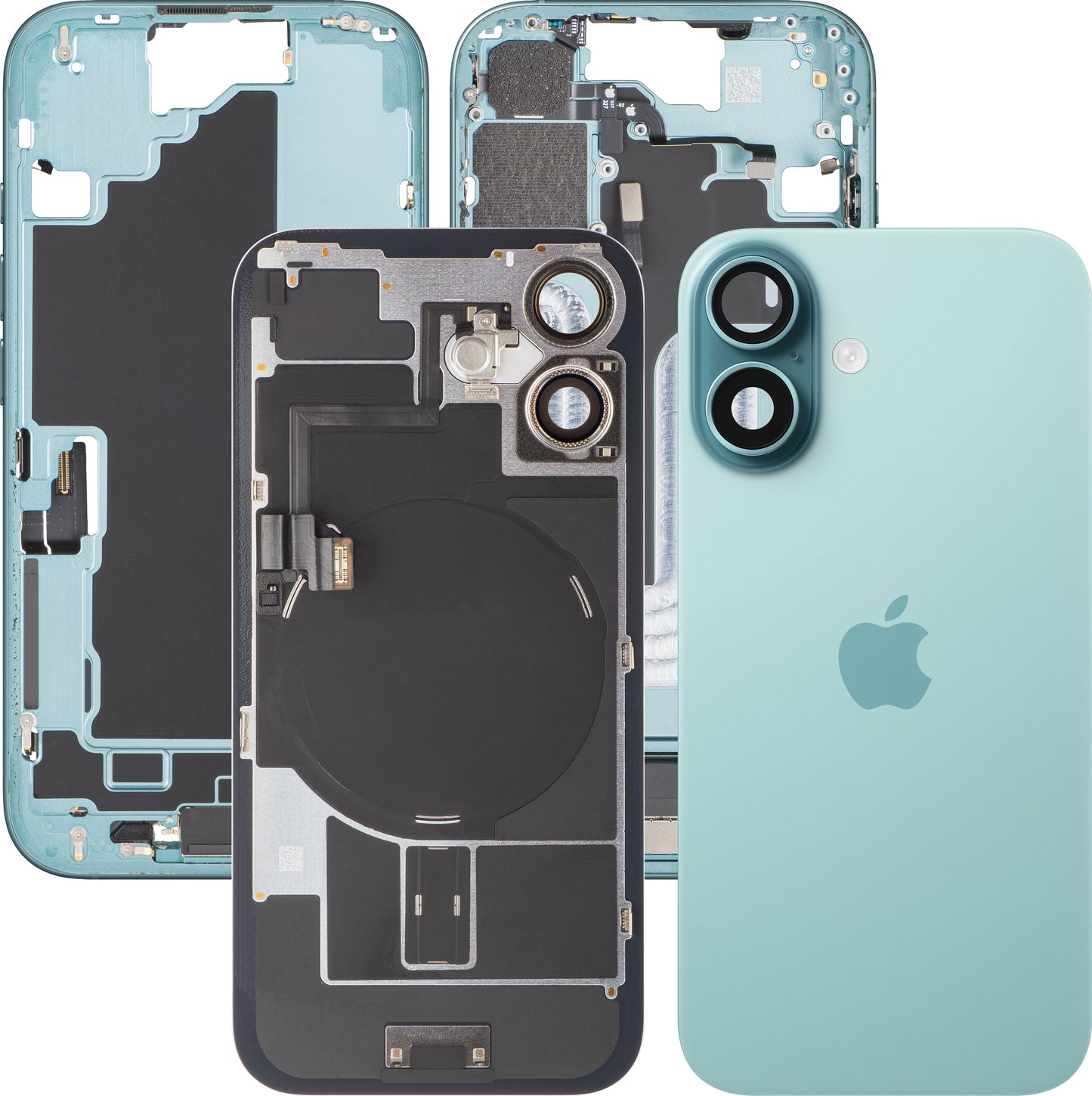Capac Baterie Apple iPhone 16, Cu Carcasa Mijloc, Full Parts, Verde (Teal), Swap