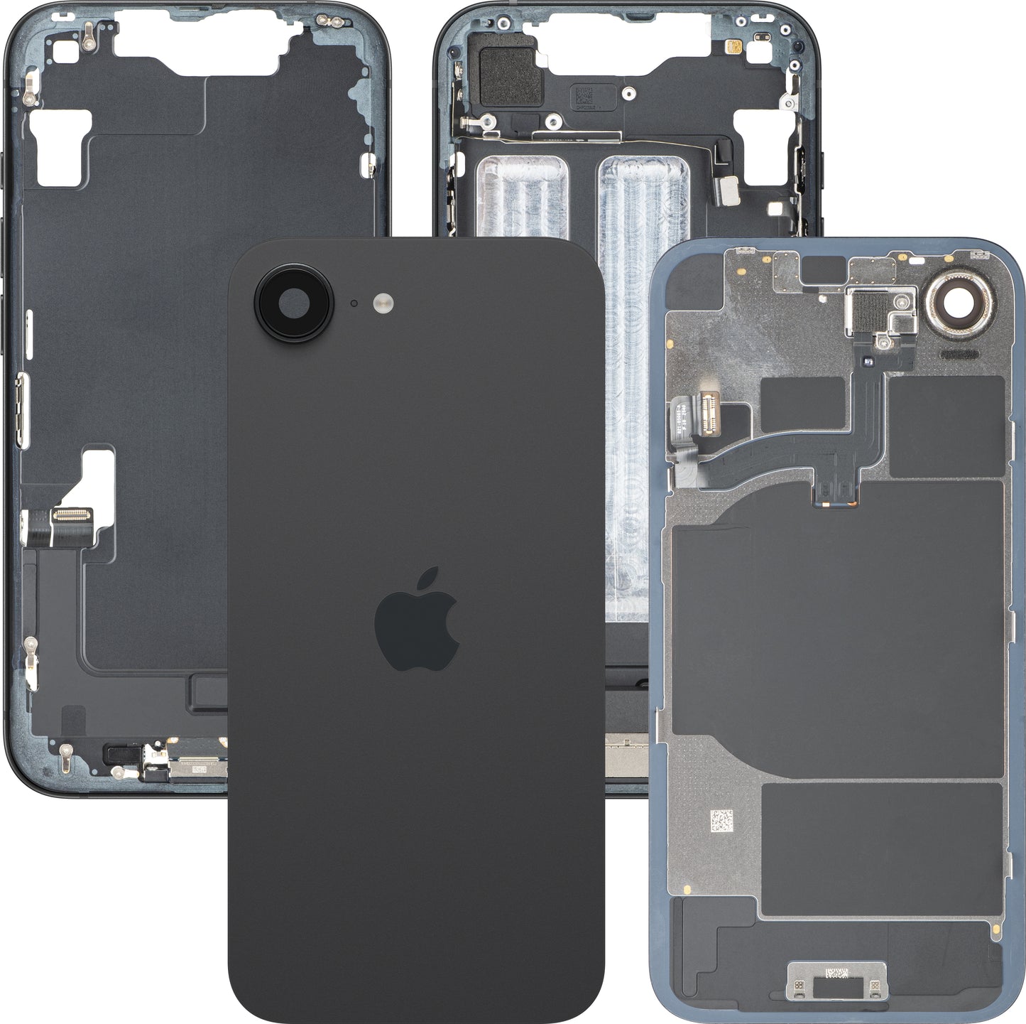 Capac Baterie Apple iPhone 16e, Cu Carcasa Mijloc, Full Parts, Negru, Swap Premium