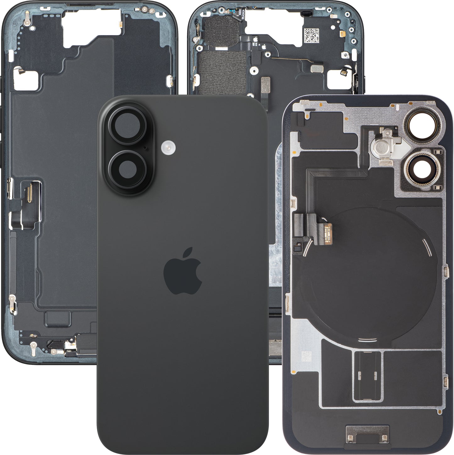 Capac Baterie Apple iPhone 16, Cu Carcasa Mijloc, Full Parts, Negru, Swap
