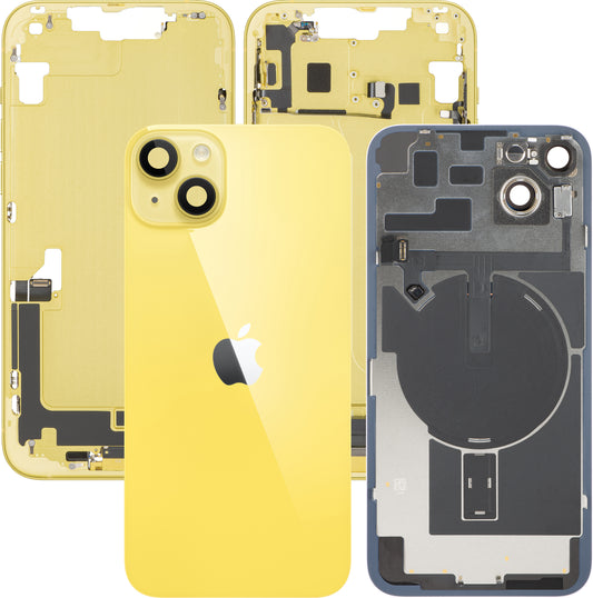 Capac Baterie Apple iPhone 14 Plus, Cu Carcasa Mijloc, Full Parts, Galben, Swap Premium