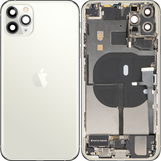 Capac Baterie Apple iPhone 11 Pro Max, Cu Carcasa Mijloc, Full Parts, Argintiu (Matte Silver), Swap Premium