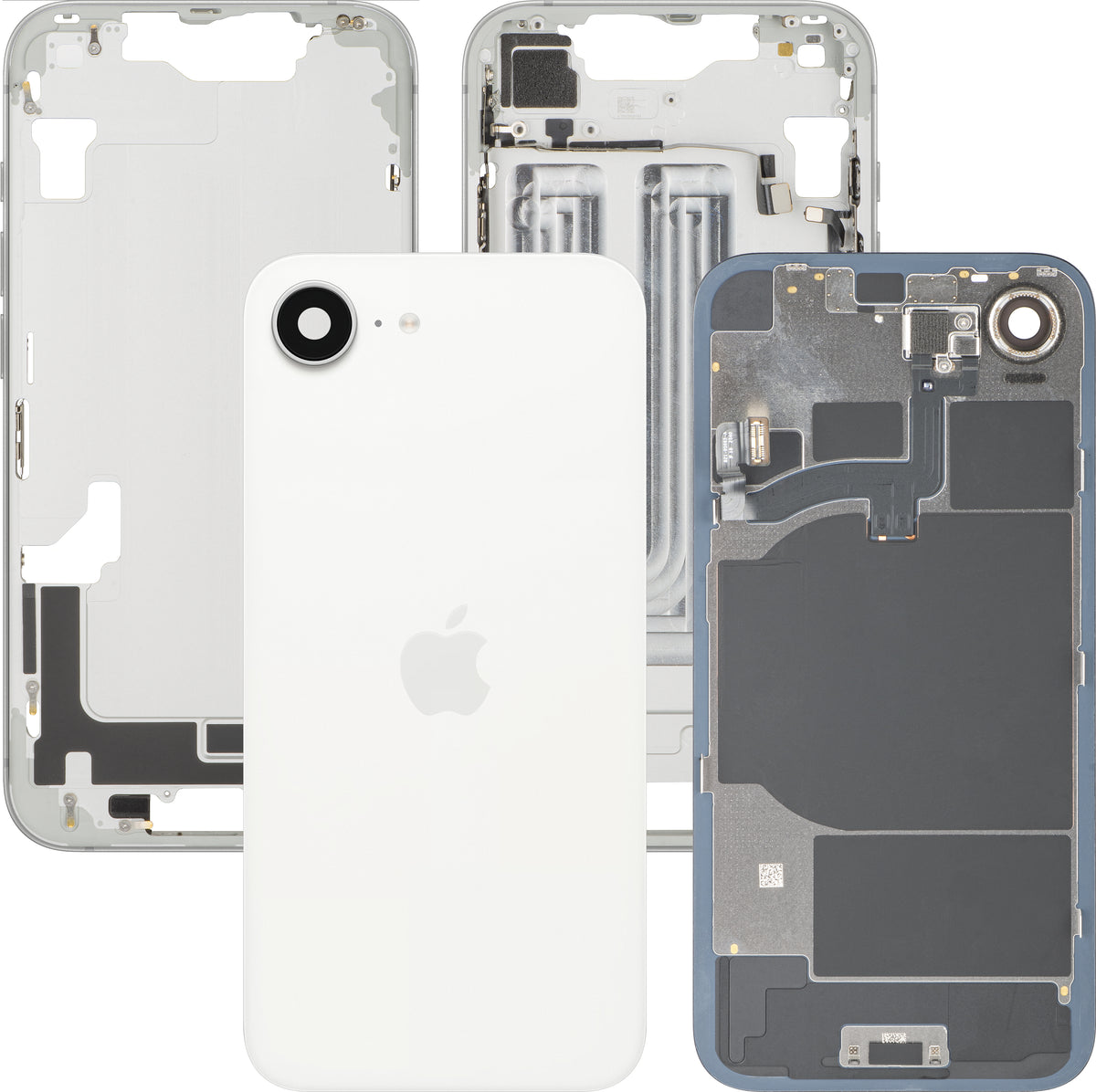Capac Baterie Apple iPhone 16e, Cu Carcasa Mijloc, Alb, Swap Premium