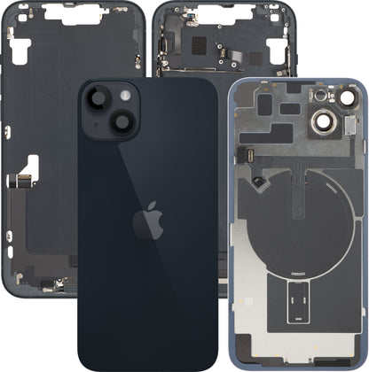 Capac Baterie Apple iPhone 14 Plus, Cu Carcasa Mijloc, Full Parts, Negru (Midnight), Swap