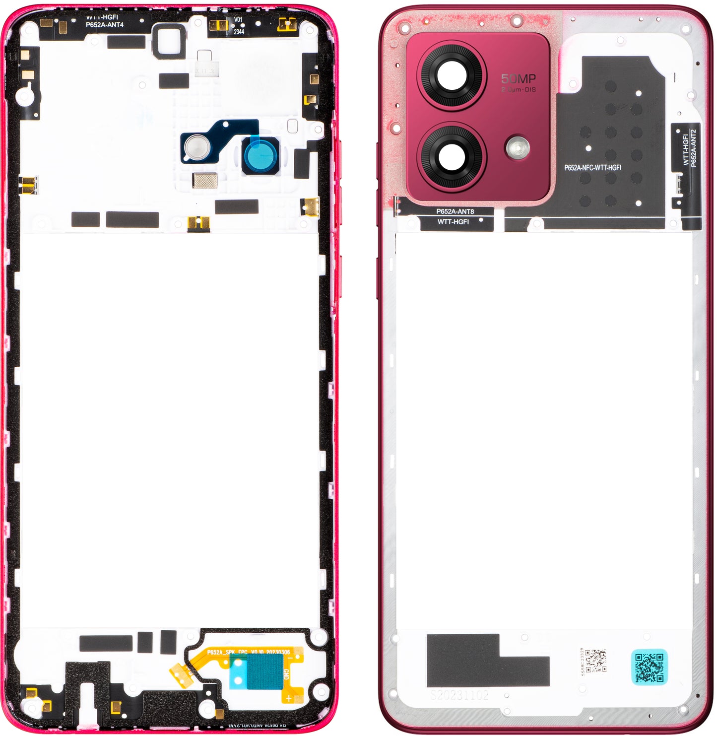 Carcasa Mijloc Motorola Moto G84, Rosu (Viva Magenta), Service Pack 5S58C23328