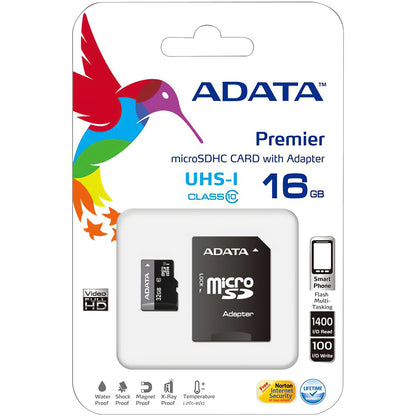 Card Memorie microSDHC Adata Premier, 16Gb, Clasa 10 / UHS-1 U1, Cu Adaptor AUSDH16GUICL10-RA1