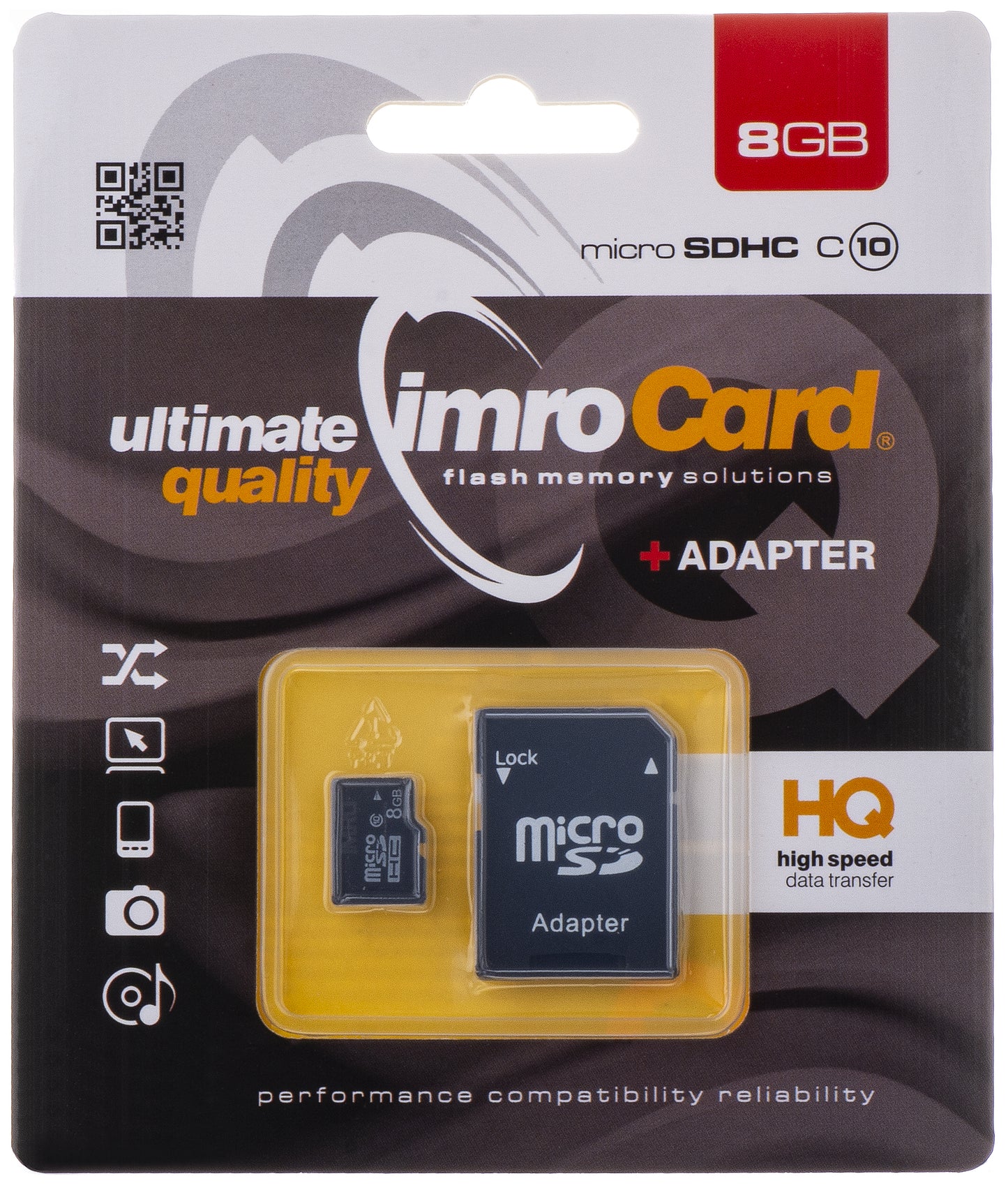 Card Memorie microSDHC Imro, 8Gb, Clasa 10, Cu Adaptor MicroSD10/8G