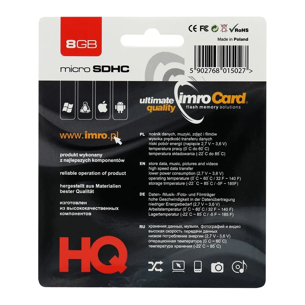 Card Memorie microSDHC Imro, 8Gb, Clasa 4