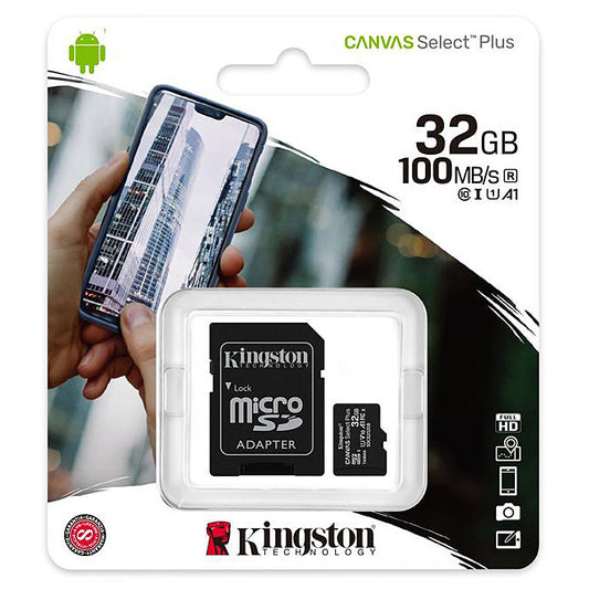 Karta pamięci microSDHC Kingston Canvas Select Plus Android A1, 32 Gb, Class 10 / UHS-1 U1, z adapterem SDCS2/32GB