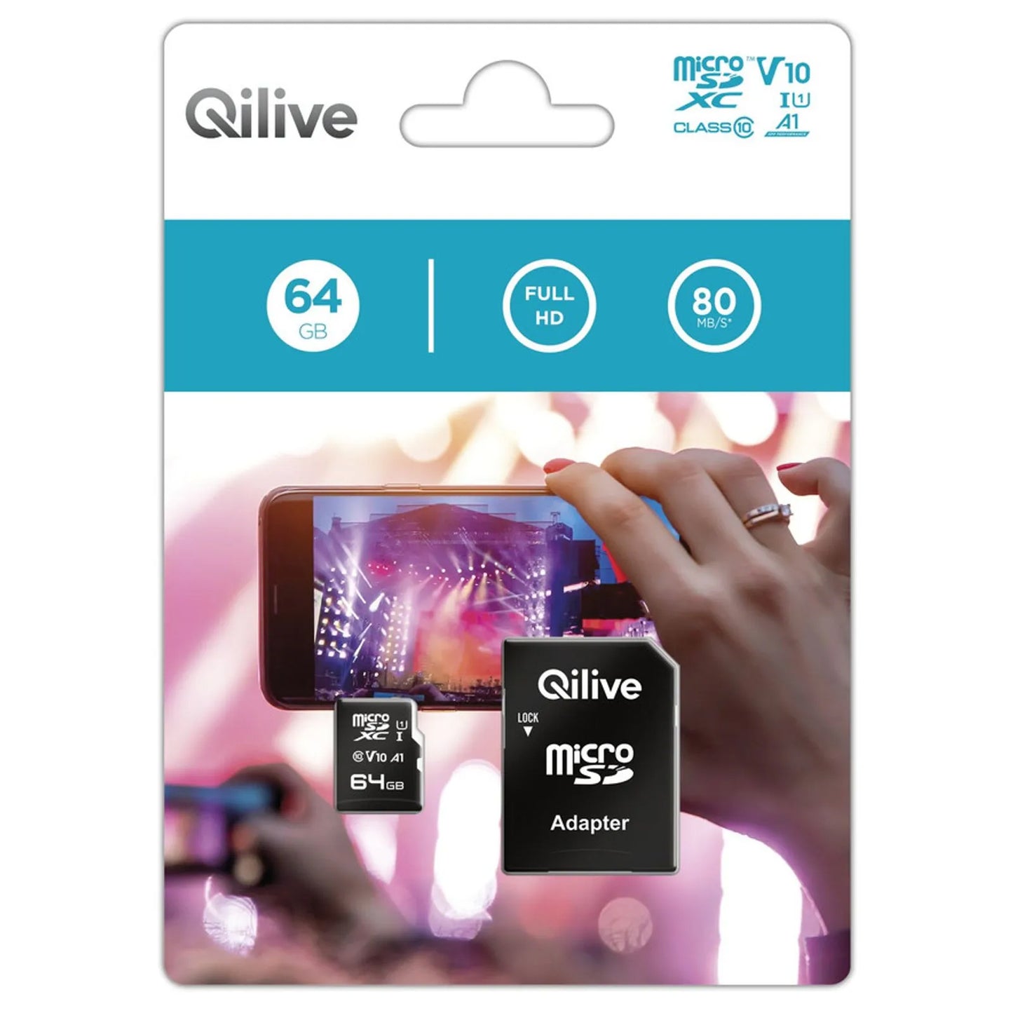 Card Memorie microSDHC Qilive Android A1, 32Gb, Clasa 10 / UHS-1 U3, Cu Adaptor EKMSDM32GHC10U3QL2
