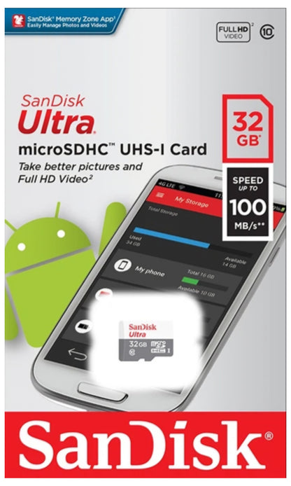 Card Memorie microSDHC SanDisk Ultra, 32Gb, Clasa 10 SDSQUNR-032G-GN3MN