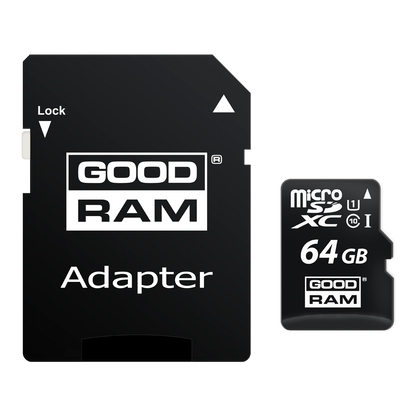 Card Memorie microSDXC GoodRam, 64Gb, Clasa 10 / UHS-1 U1, Cu Adaptor M1AA-0640R12