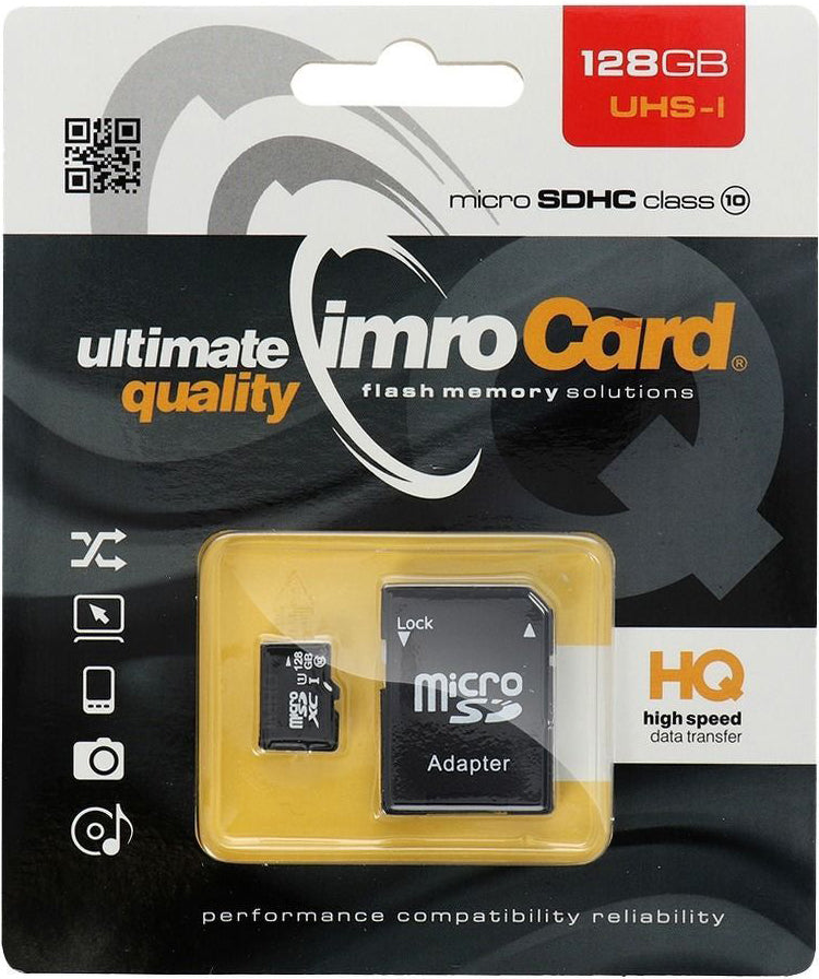 Card Memorie microSDXC Imro, 128Gb, Clasa 10 / UHS-1 U1, Cu Adaptor