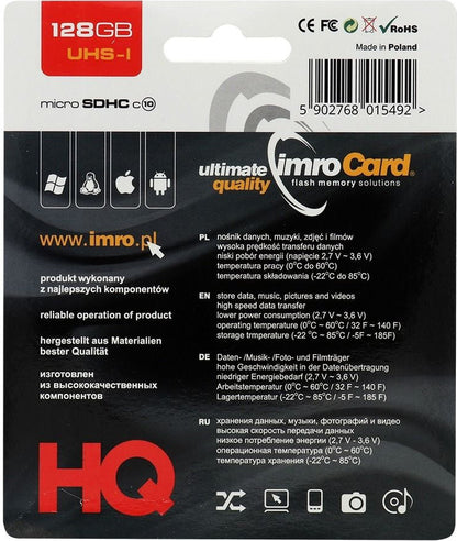 Card Memorie microSDXC Imro, 128Gb, Clasa 10 / UHS-1 U1, Cu Adaptor