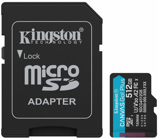 Card Memorie microSDXC Kingston Canvas Go Plus Android A2, 512Gb, Clasa 10 / UHS-1 U3, Cu Adaptor SDCG4/512GB