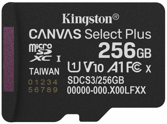 Card Memorie microSDXC Kingston Canvas Select Plus Android A1, 256Gb, Clasa 10 / UHS-1 U1 SDCS3/256GBSP