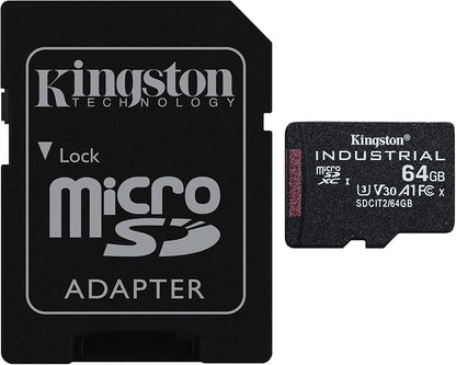 Card Memorie microSDXC Kingston Industrial, 64Gb, Clasa 10 / UHS-1 U3, Cu Adaptor SDCIT2/64GB