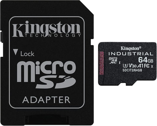 Card Memorie microSDXC Kingston Industrial, 64Gb, Clasa 10 / UHS-1 U3, Cu Adaptor SDCIT2/64GB