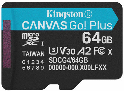 Card Memorie microSDXC Kingston Canvas Go Plus Android A2, 64Gb, Clasa 10 / UHS-1 U3 SDCG4/64GBSP