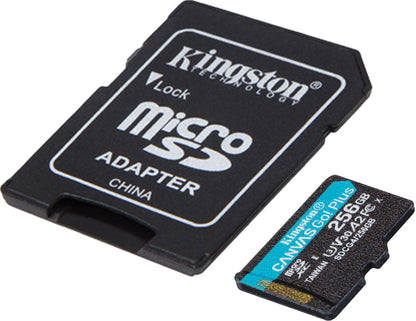 Card Memorie microSDXC Kingston Canvas Go Plus Android A2, 256Gb, Clasa 10 / UHS-1 U3, Cu Adaptor SDCG4/256GB