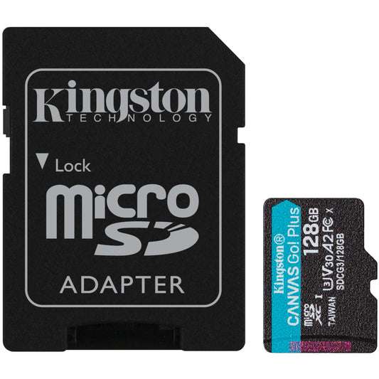 Card Memorie microSDXC Kingston Canvas Go Plus, 128Gb, Clasa 10 / UHS-1 U3, Cu Adaptor SDCG3/128GB