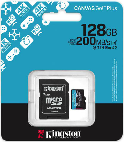 Card Memorie microSDXC Kingston Canvas Go Plus Android A2, 128Gb, Clasa 10 / UHS-1 U3, Cu Adaptor SDCG4/128GB