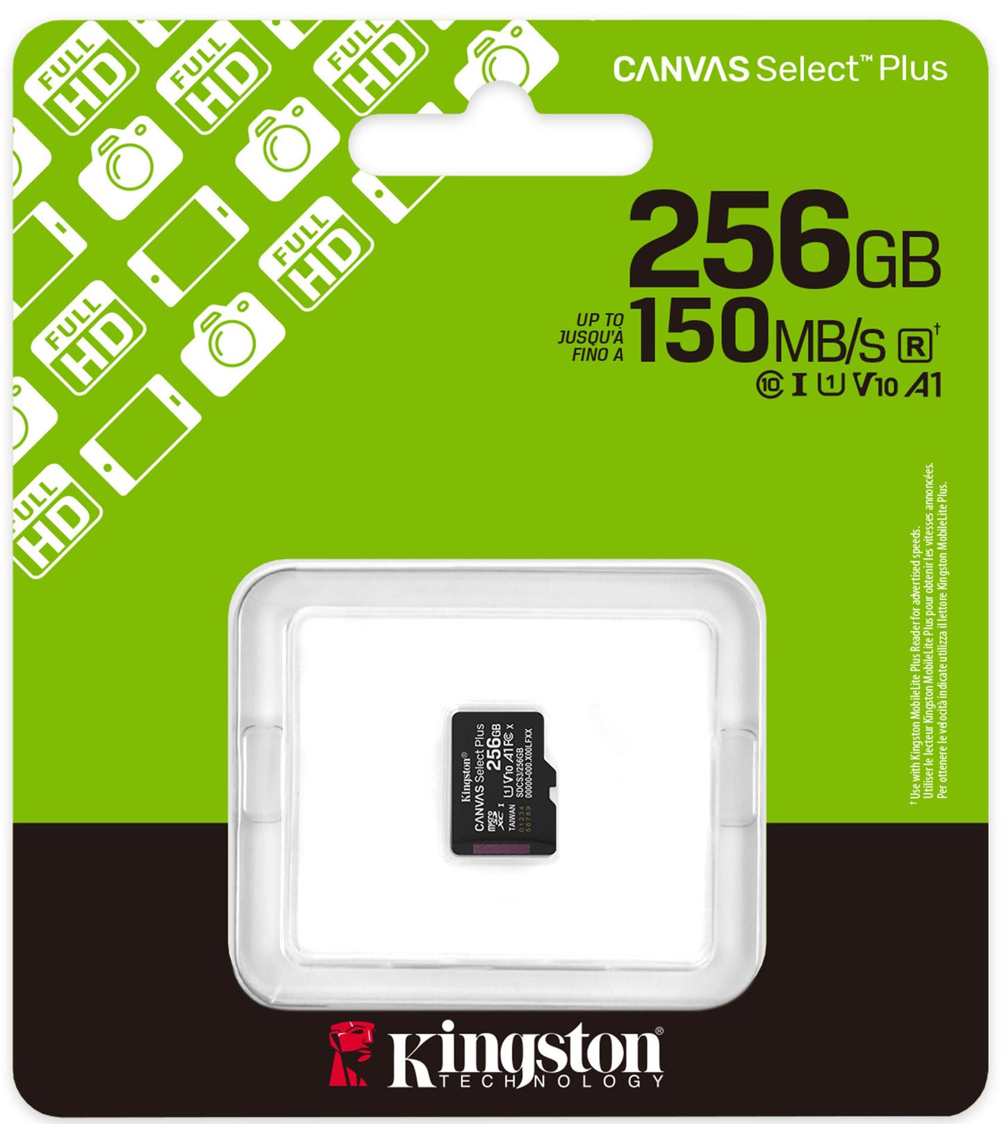 Card Memorie microSDXC Kingston Canvas Select Plus Android A1, 256Gb, Clasa 10 / UHS-1 U1 SDCS3/256GBSP