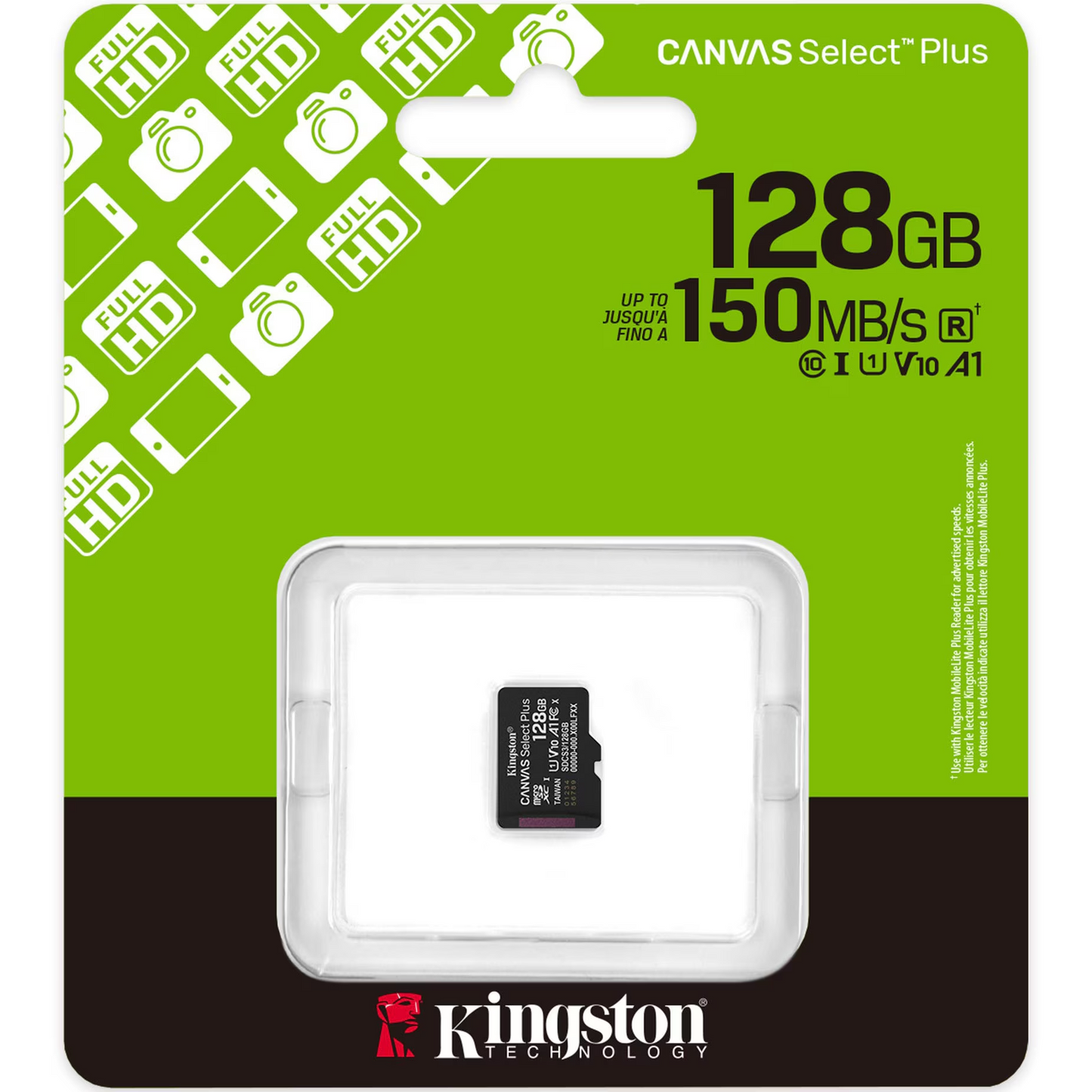 Card Memorie microSDXC Kingston Canvas Select Plus Android A1, 128Gb, Clasa 10 / UHS-1 U1 SDCS3/128GBSP