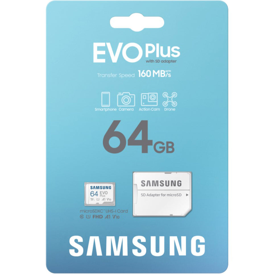 Card Memorie microSDXC Samsung Evo Plus, 64Gb, Clasa 10 / UHS-1 U1, Cu Adaptor MB-MC64SA/EU