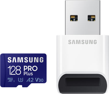 Card Memorie microSDXC Samsung PRO Plus, 128Gb, Clasa 10 / UHS-1 U3, Cu Cititor Card si Adaptor MB-MD128KB/WW