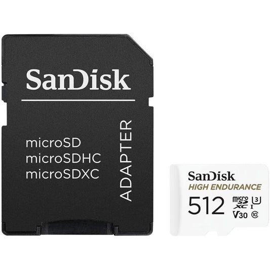 Card Memorie microSDXC SanDisk High Endurance, 512Gb, Clasa 10 / UHS-1 U3, Cu Adaptor SDSQQNR-512G-GN6IA