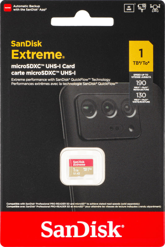 Card Memorie microSDXC SanDisk Extreme, 1TB, Clasa 10 / UHS-1 U3 SDSQXAV-1T00-GN6MN