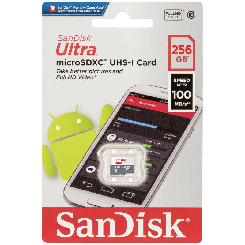 Card Memorie microSDXC SanDisk Ultra, 256Gb, Clasa 10 SDSQUNR-256G-GN3MN