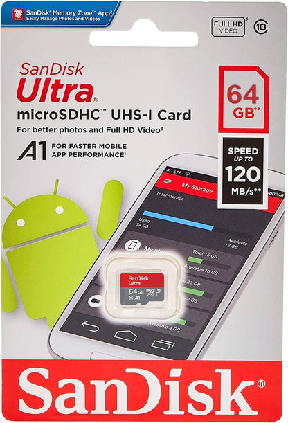 Card Memorie microSDXC SanDisk Ultra Android A1, 64Gb, Clasa 10 / UHS-1 U1 SDSQUAB-064G-GN6MN