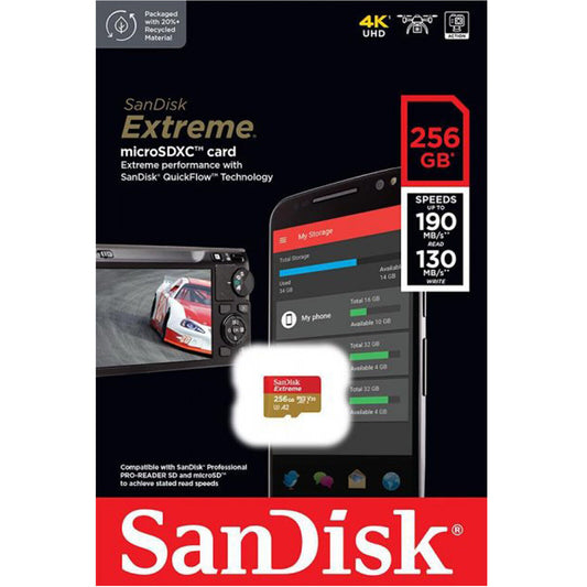 Card Memorie microSDXC SanDisk Extreme, 256Gb, Clasa 10 / UHS-1 U3 SDSQXAV-256G-GN6MN