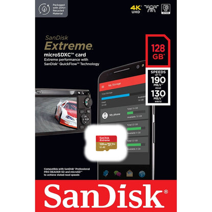 Card Memorie microSDXC SanDisk Extreme, 128Gb, Clasa 10 / UHS-1 U3 SDSQXAA-128G-GN6MN
