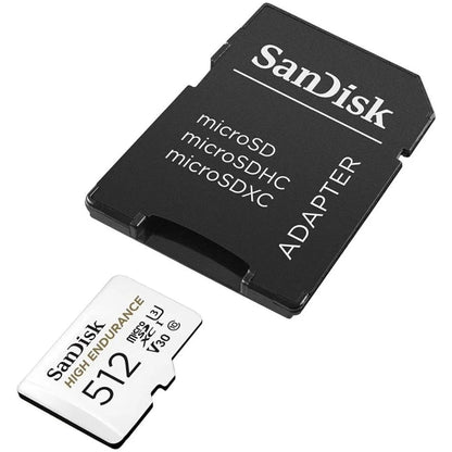 Card Memorie microSDXC SanDisk High Endurance, 512Gb, Clasa 10 / UHS-1 U3, Cu Adaptor SDSQQNR-512G-GN6IA