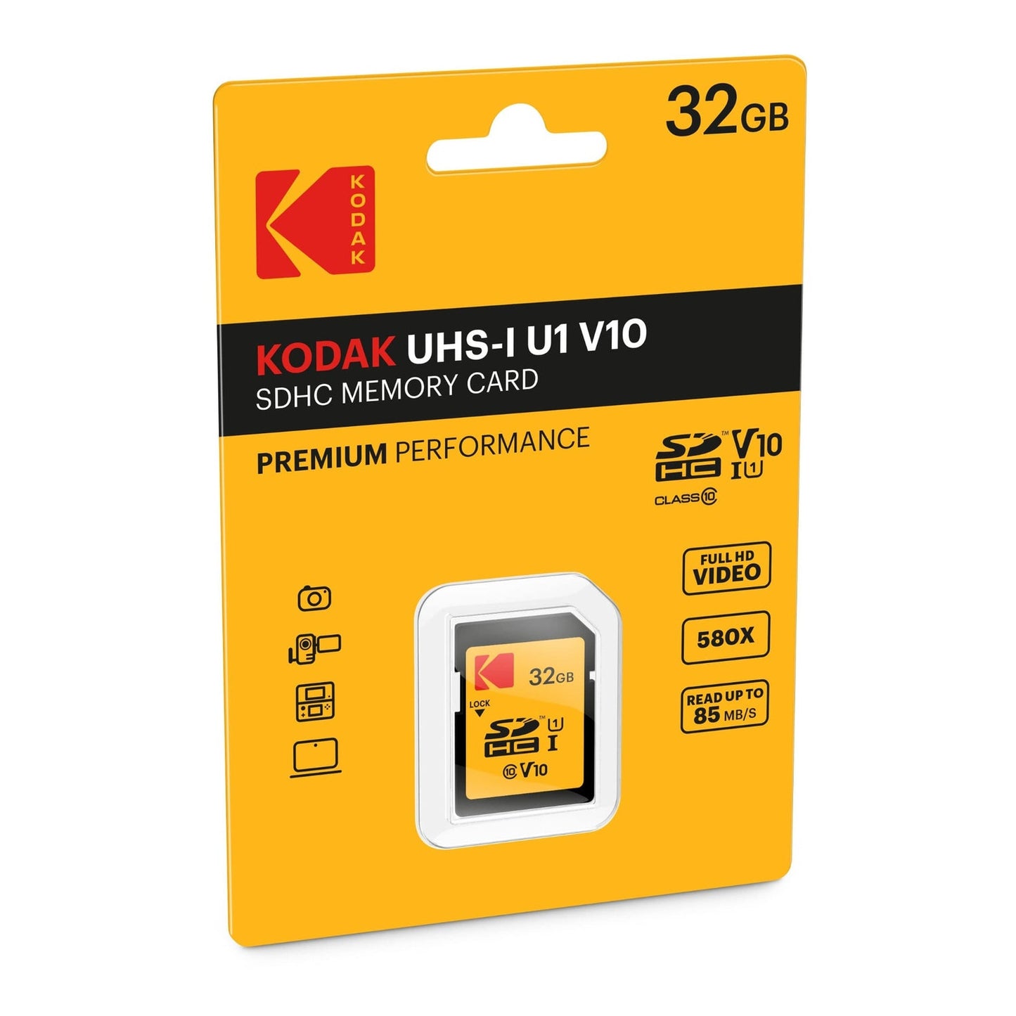 Card Memorie SDHC Kodak Premium Performance, 32Gb, Clasa 10 / UHS-1 U1 EKMSD32GHC10K