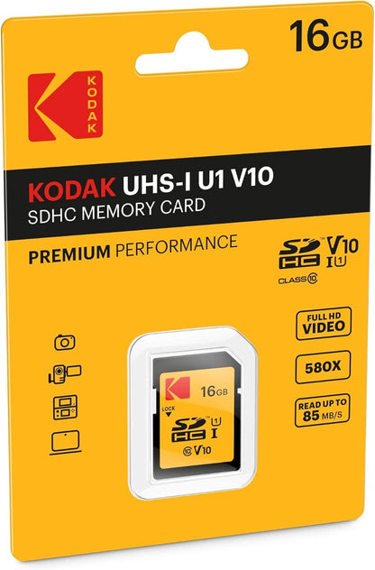 Card Memorie SDHC Kodak Premium Performance, 16Gb, Clasa 10 / UHS-1 U1 EKMSD16GHC10K