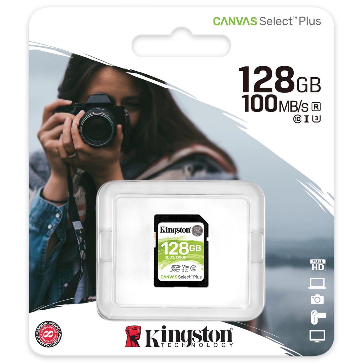 Karta pamięci SDXC Kingston Canvas Select Plus, 128 Gb, klasa 10 / UHS-1 U1 SDS2/128GB-SD 