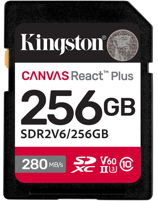 Card Memorie SDXC Kingston Canvas React Plus, 256Gb, Clasa 10 / UHS-2 U3 SDR2V6/256GB