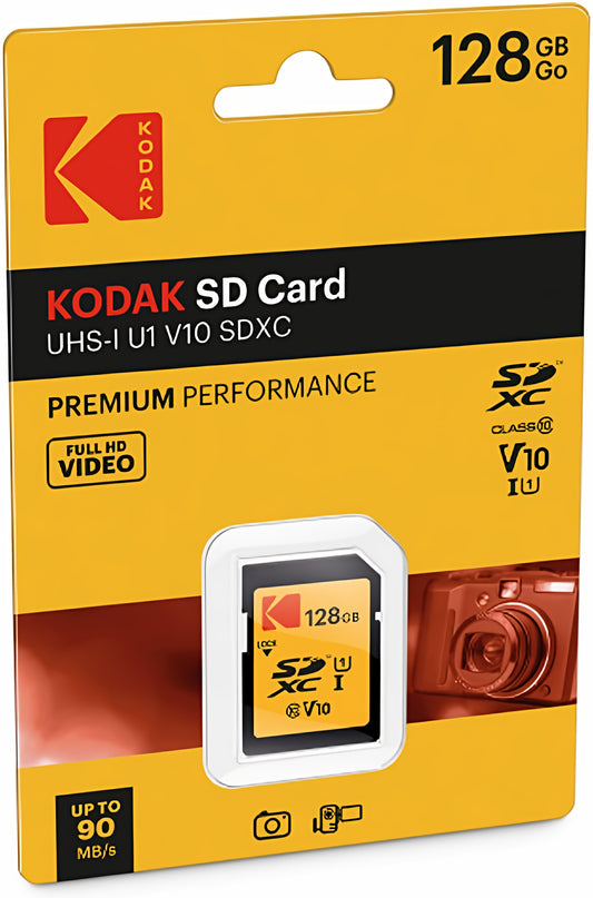 Card Memorie SDXC Kodak Premium Performance, 128Gb, Clasa 10 / UHS-1 U1 EKMSD128GXC10K
