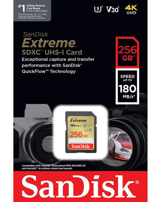 Card Memorie SDXC SanDisk Extreme, 256Gb, Clasa 10 / UHS-1 U3 SDSDXVV-256G-GNCIN