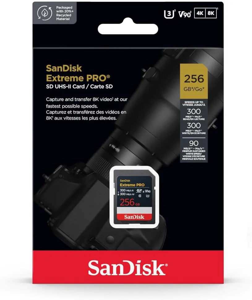 Card Memorie SDXC SanDisk Extreme Pro, 256Gb, Clasa 10 / UHS-2 U3 SDSDXDM-256G-GN4IN