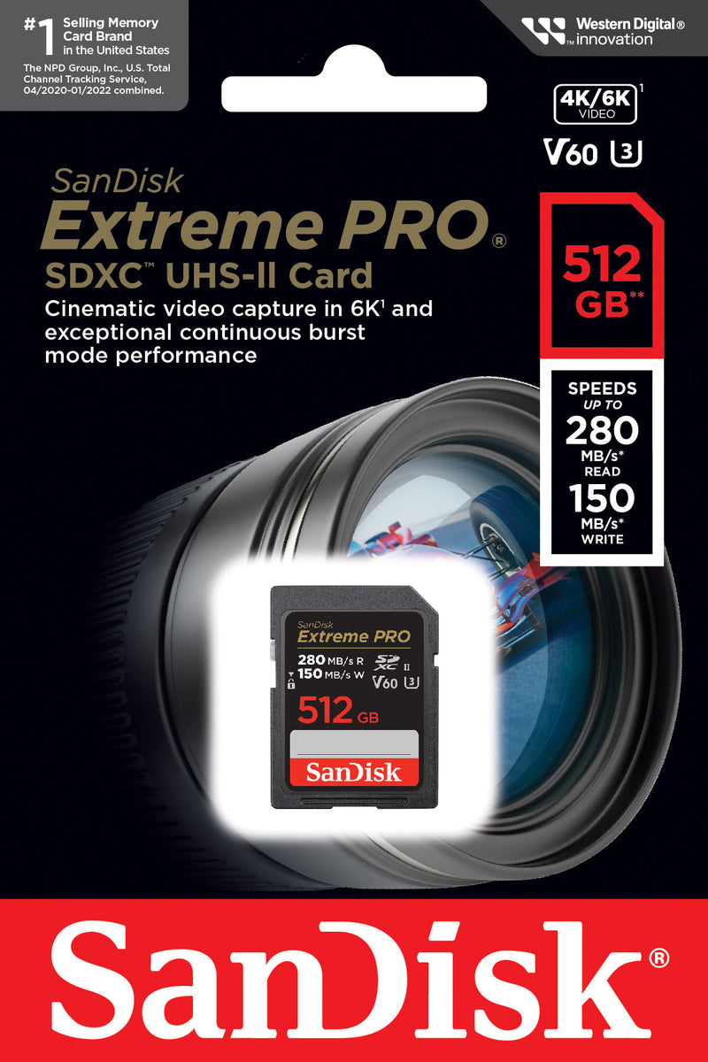 Card Memorie SDXC SanDisk Extreme Pro, 512Gb, Clasa 10 / UHS-2 U3 SDSDXEP-512G-GN4IN
