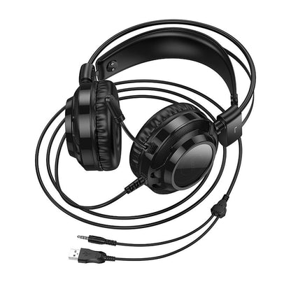 Casti Gaming 3.5mm HOCO W110, RGB, Negre