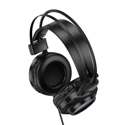 Casti Gaming 3.5mm HOCO W110, RGB, Negre