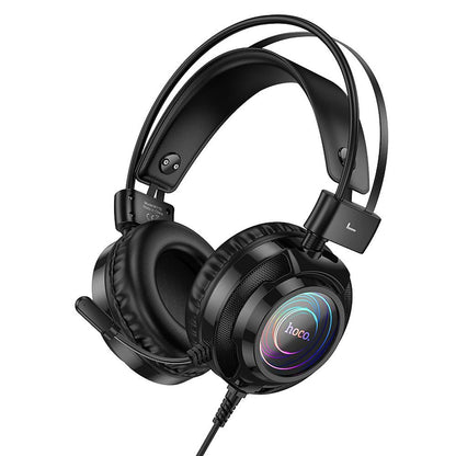 Casti Gaming 3.5mm HOCO W110, RGB, Negre