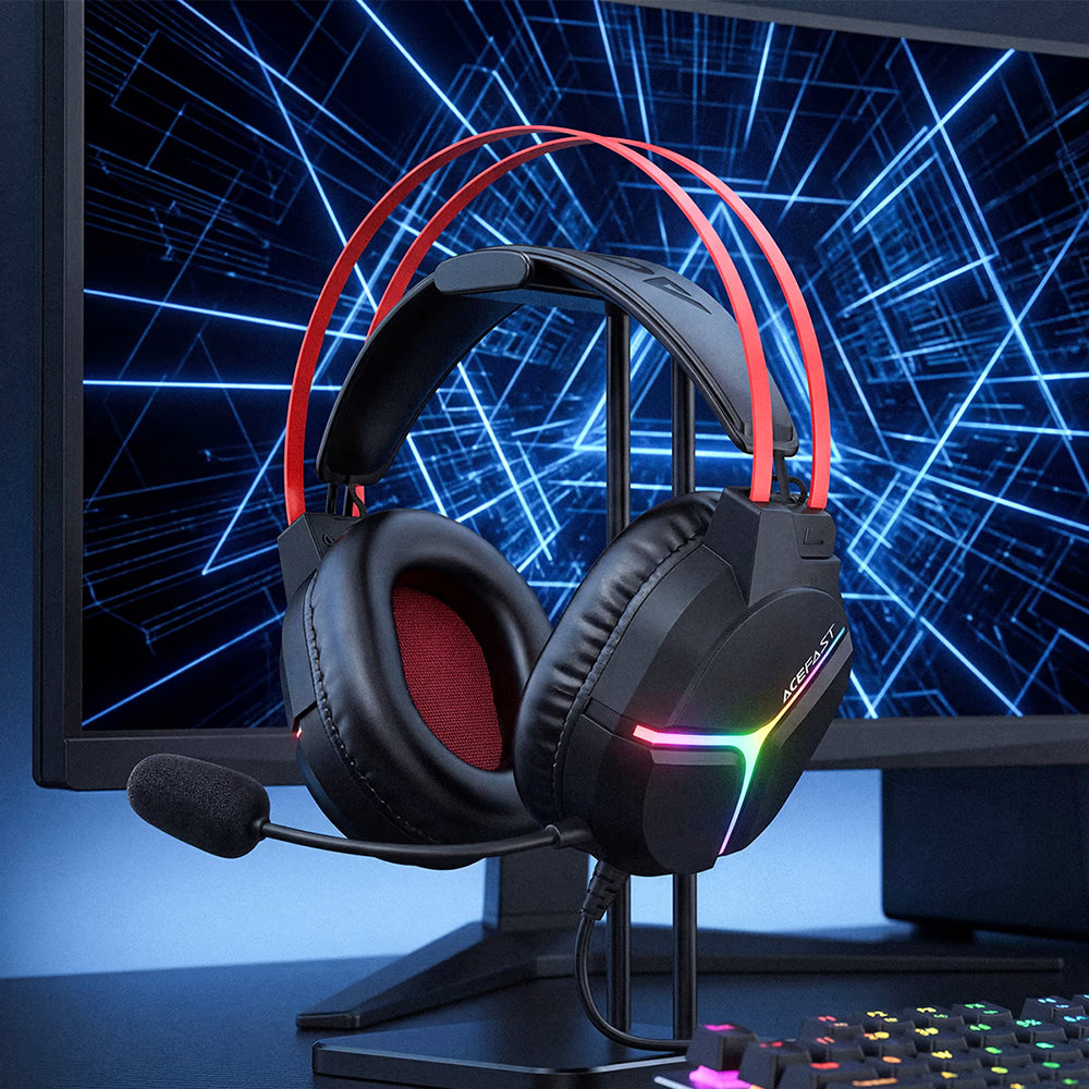 Casti Gaming 3.5mm Acefast H16, RGB, 2m, Negre