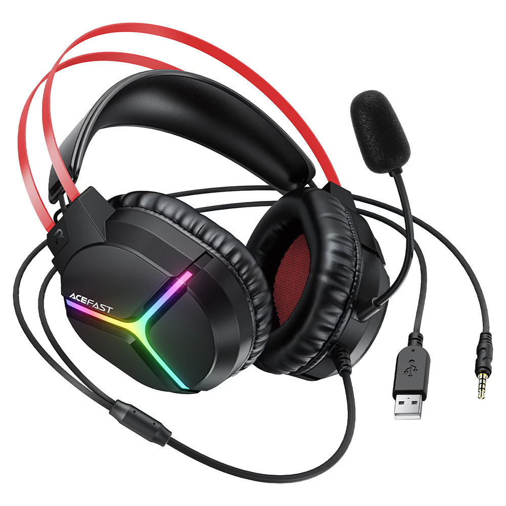 Casti Gaming 3.5mm Acefast H16, RGB, 2m, Negre