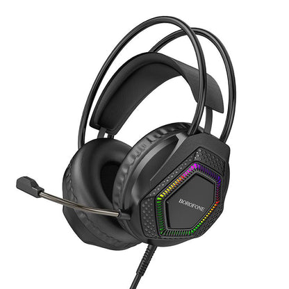 Casti Gaming 3.5mm Borofone BO105 Thunder, RGB, 2m, Negre